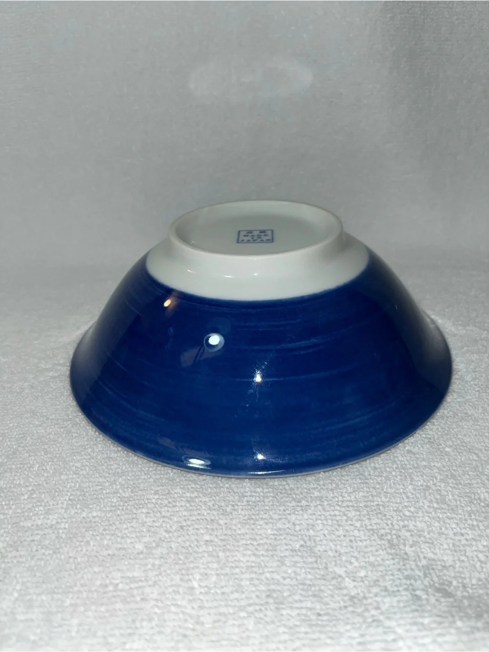 Japanese Cobalt Blue Exterior Blue White Floral Vine Karakusa Serving Bowl 7.5”